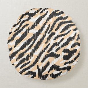 Scribble Zebra Leopard: Vintager Pelz Rundes Kissen