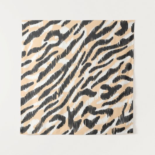 Scribble Zebra Leopard: Vintager Pelz Wandteppich (Vorderseite)
