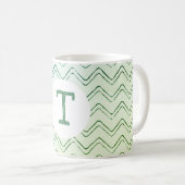 Scribble Zig Zag Monogram in Green to Blue Kaffeetasse (VorderseiteRechts)