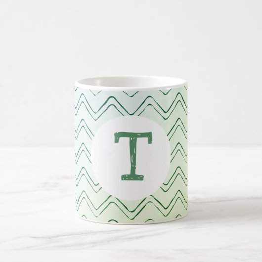 Scribble Zig Zag Monogram in Green to Blue Kaffeetasse (Mittel)