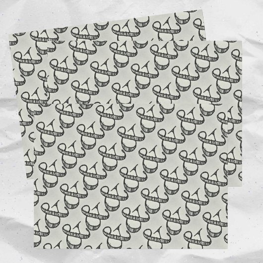 Scribbled Amperand Sign Playful Fun Black & Gray Seidenpapier