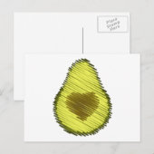 Scribbled Avocado Liebe Feiertagspostkarte (Vorne/Hinten)