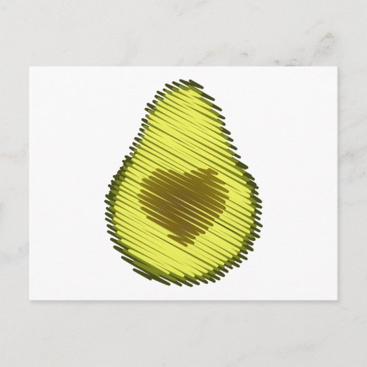 Scribbled Avocado Liebe Feiertagspostkarte (Vorderseite)