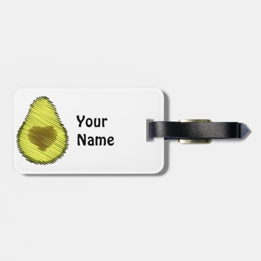 Scribbled Avocado Liebe Gepäckanhänger (Rückseite horizontal)