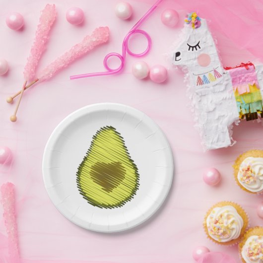 Scribbled Avocado Liebe Pappteller (Party)