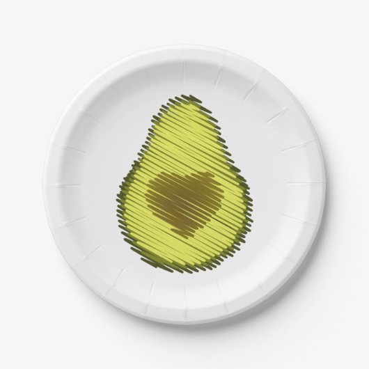 Scribbled Avocado Liebe Pappteller (Vorderseite)