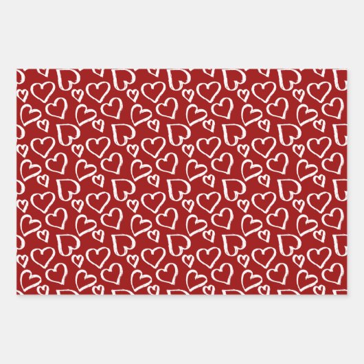Scribbled Hearts Pattern Geschenkpapier Set (Vorderseite 3)