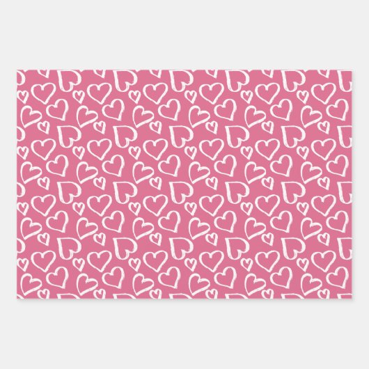 Scribbled Hearts Pattern Geschenkpapier Set (Vorderseite 2)