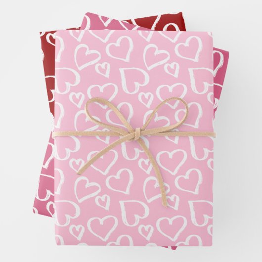 Scribbled Hearts Pattern Geschenkpapier Set (Beispiel)