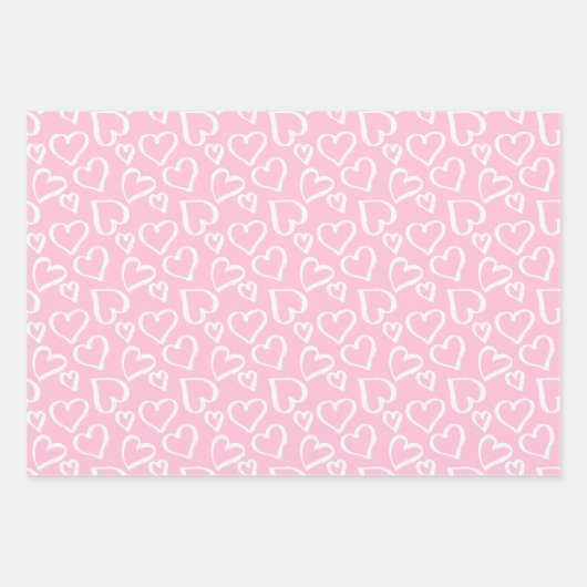 Scribbled Hearts Pattern Geschenkpapier Set (Vorderseite)