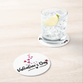 Scribbled Hearts Valentine's Day Red Pink Script Runder Pappuntersetzer (Vor Ort)