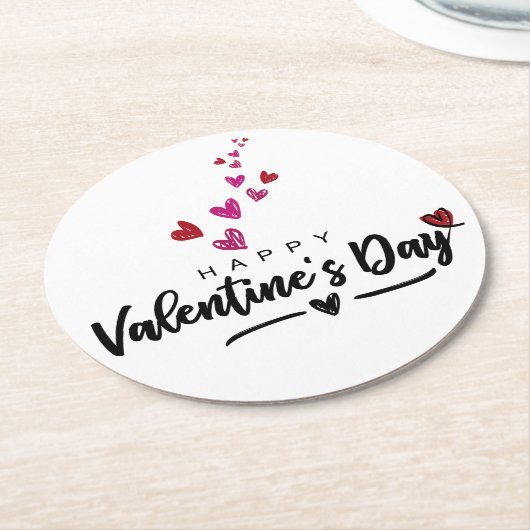 Scribbled Hearts Valentine's Day Red Pink Script Runder Pappuntersetzer (Angewinkelt)