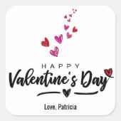 Scribbled Hearts Valentine's Day Script Rot Rosa Quadratischer Aufkleber (Vorderseite)