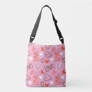 Scribbled Liebe Hearts Crossbody Bag Tragetaschen Mit Langen Trägern