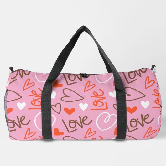 Scribbled Liebe Hearts Duffel Bag Duffle Bag (Rückseite)