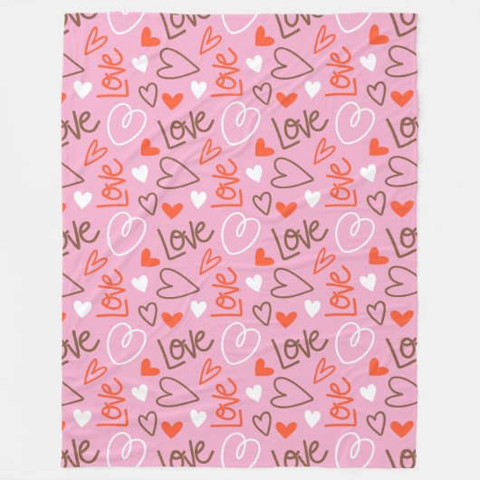 Scribbled Liebe Hearts Fleece Blanket (Vorderseite)