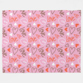 Scribbled Liebe Hearts Fleece Blanket (Vorderseite (Horizontal))