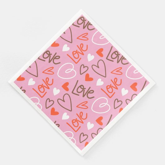 Scribbled Liebe Hearts Paper Napkin Serviette (Ecke)