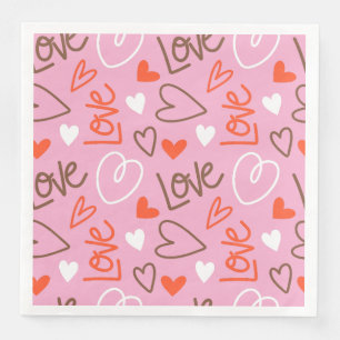 Scribbled Liebe Hearts Paper Napkin Serviette