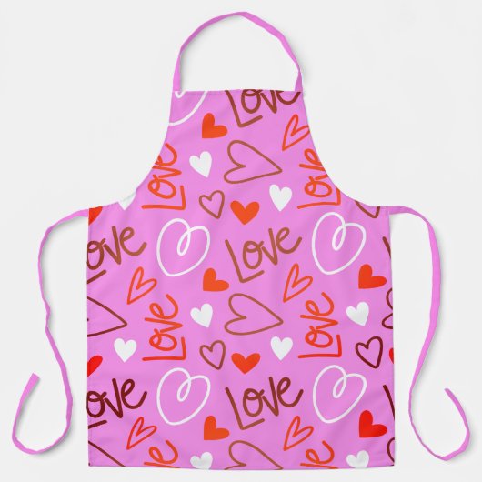 Scribbled Love Hearts Apron Schürze (Vorderseite)