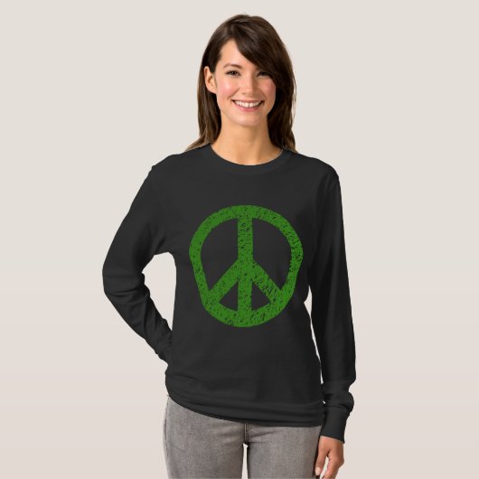 Scribbled Peace Symbol - Avocado Green T-Shirt (Vorne ganz)