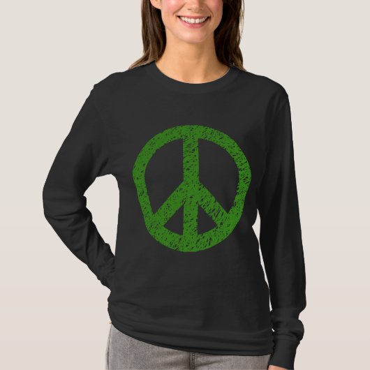 Scribbled Peace Symbol - Avocado Green T-Shirt (Vorderseite)