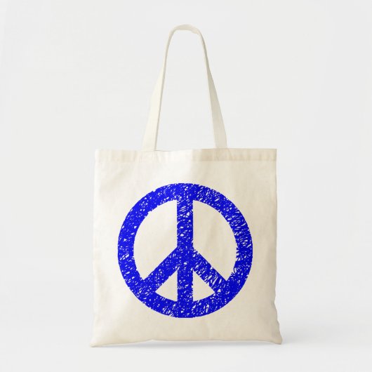 Scribbled Peace Symbol - Blau Tragetasche (Vorne)