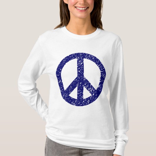 Scribbled Peace Symbol - Deep Navy T-Shirt (Vorderseite)