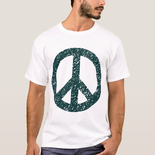 Scribbled Peace Symbol - Dunkelgrün T-Shirt (Vorderseite)