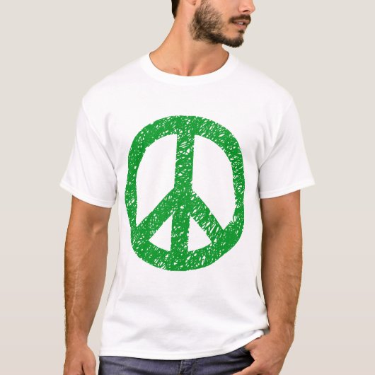 Scribbled Peace Symbol - Grass Green T-Shirt (Vorderseite)