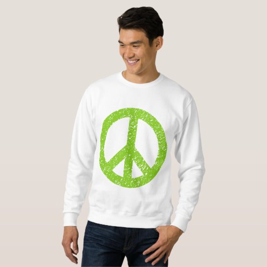 Scribbled Peace Symbol - Martian Green Sweatshirt (Vorne ganz)