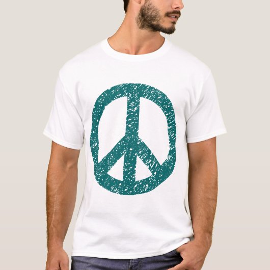 Scribbled Peace Symbol - Moss Green T-Shirt (Vorderseite)