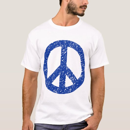 Scribbled Peace Symbol - Navy Blue T-Shirt (Vorderseite)