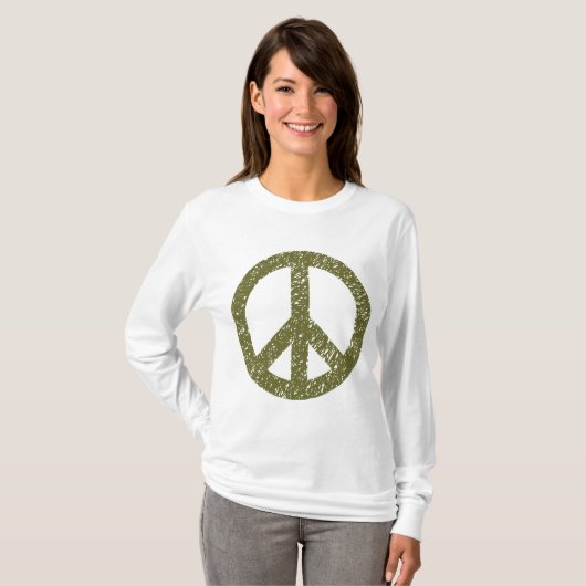 Scribbled Peace Symbol - Olive Drab T-Shirt (Vorne ganz)