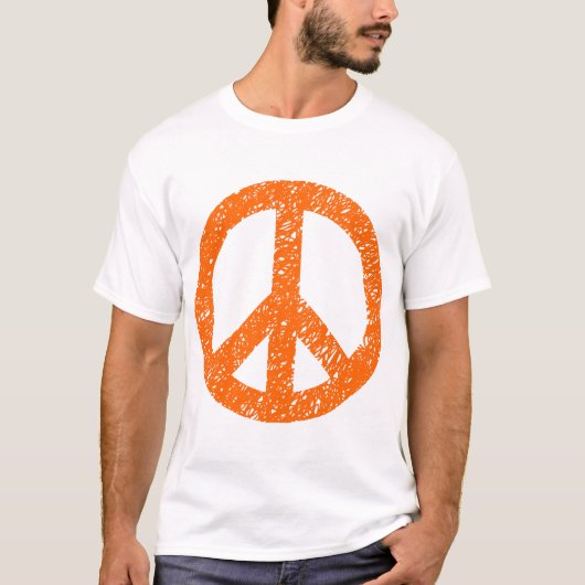Scribbled Peace Symbol - Orange T-Shirt (Vorderseite)
