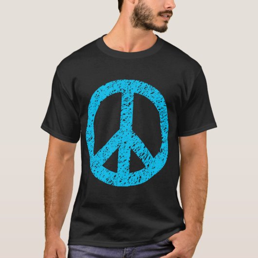 Scribbled Peace Symbol - Sky Blue T-Shirt (Vorderseite)