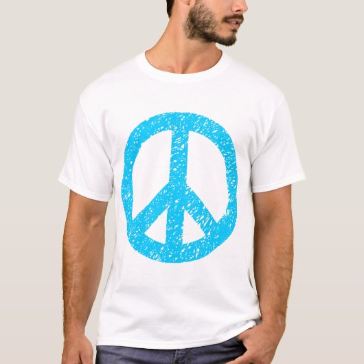Scribbled Peace Symbol - Sky Blue T-Shirt (Vorderseite)