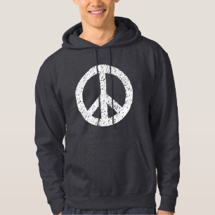 Scribbled Peace Symbol - White Hoodie