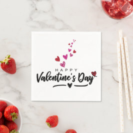 Scribbled Red Pink Hearts Valentine's Day Script Serviette
