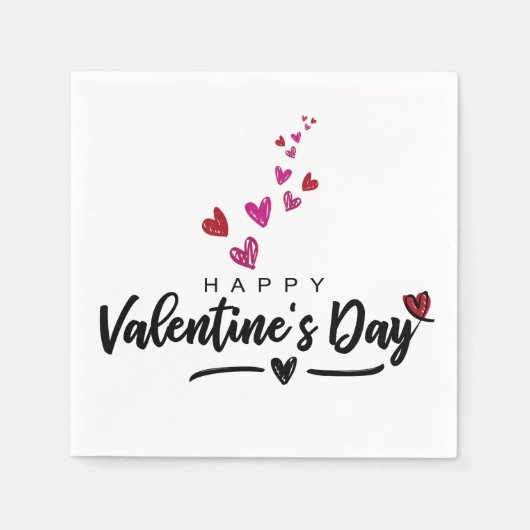 Scribbled Red Pink Hearts Valentine's Day Script Serviette (Vorderseite)