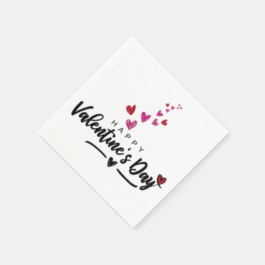 Scribbled Red Pink Hearts Valentine's Day Script Serviette (Ecke)
