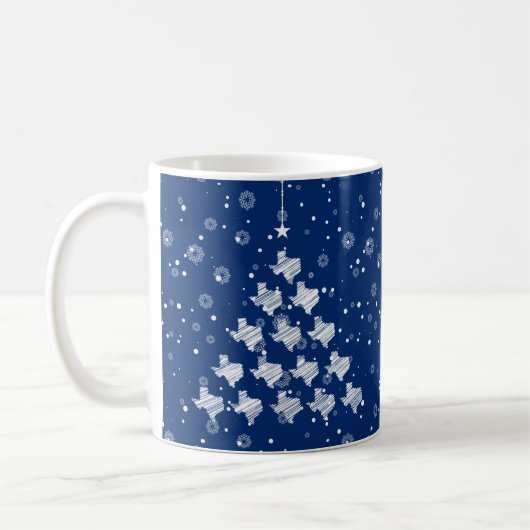 Scribbled Texas Christmas Tree on Blue Kaffeetasse (Links)