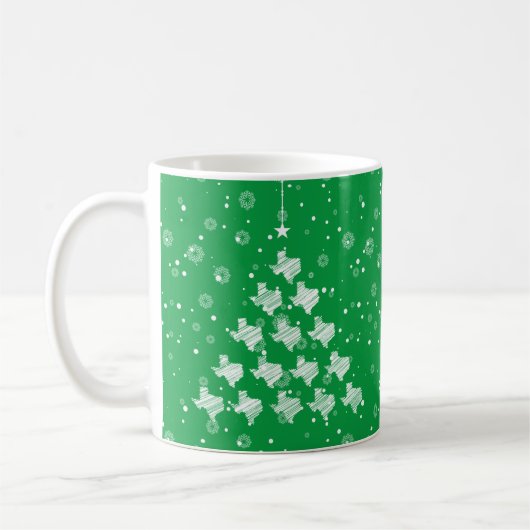 Scribbled Texas Weihnachtsbaum auf Green Kaffeetasse (Links)