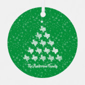 Scribbled Texas Weihnachtsbaum auf grünem Foto Ornament Aus Metall (Vorderseite)