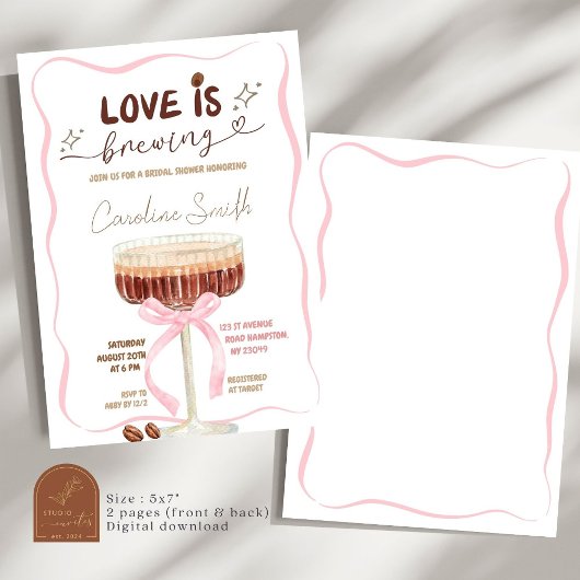 ScribbleEspresso Martini Coquette Liebe Braut Einladung