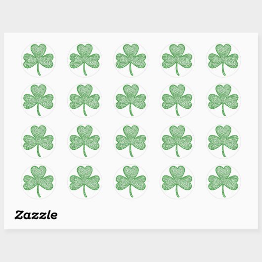 Scribbleprint Clover Runder Aufkleber (Blatt)