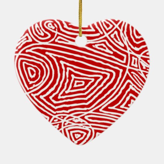 Scribbleprint Herz Keramik Ornament (Hinten)