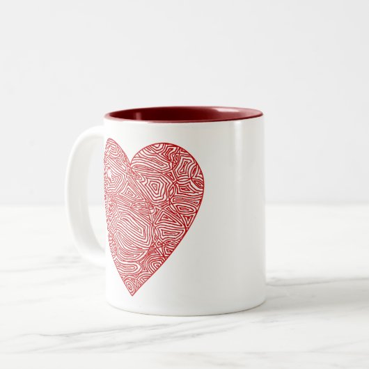 Scribbleprint Herz Zweifarbige Tasse (Vorderseite Links)