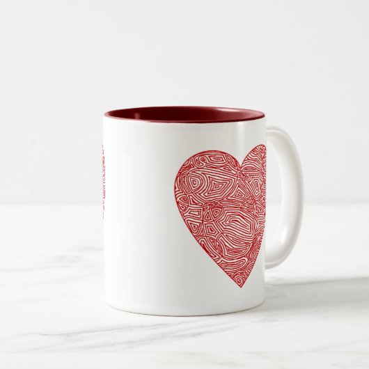Scribbleprint Herz Zweifarbige Tasse (VorderseiteRechts)