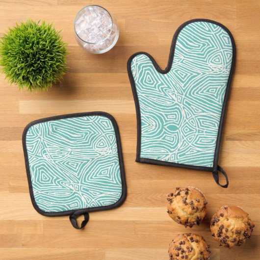 Scribbleprint Ofenhandschuh & Topflappen-Set (Oben Unten)